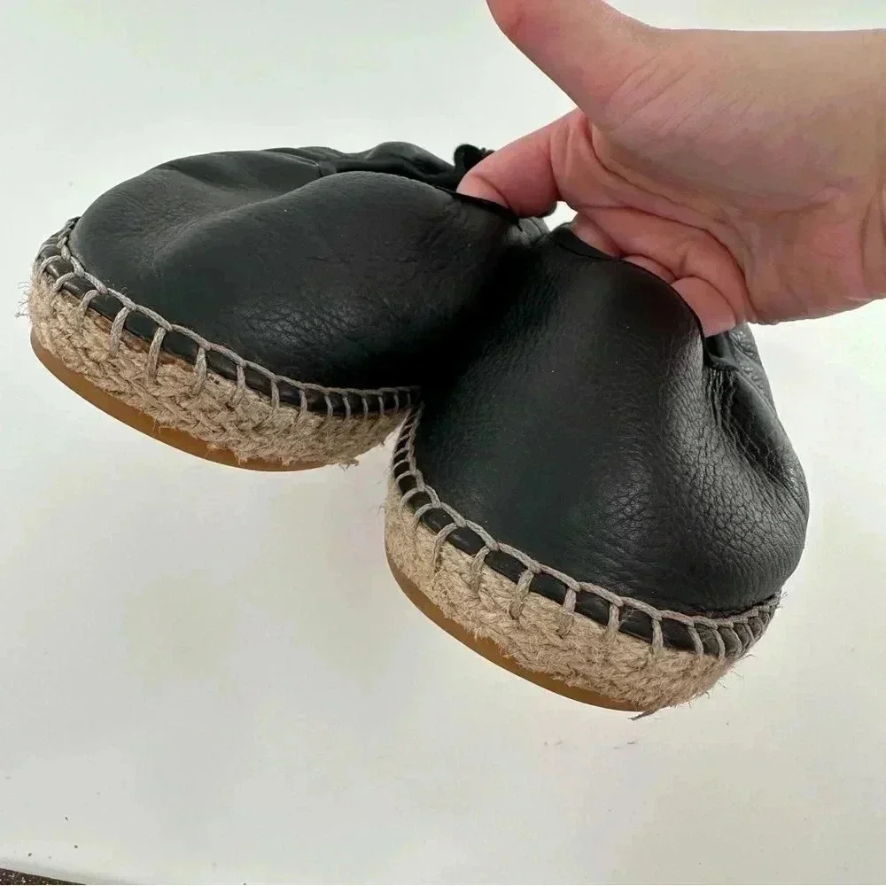 Cole Haan Grand OS womens flats size 8.5 black leather flatform Espadrilles